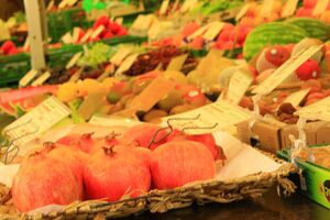 Gesunde Lebensmittel, Obst und Gemüse am Münchner Viktualienmarkt