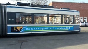 Die Präventions-Tram der Münchner Polizei.