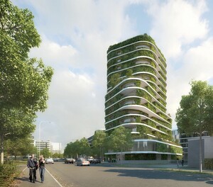 Visualisierung des Bauprojekts "grünes Hochhaus" in München, © Arabellastraße 26 - Liegenschaftsverwaltungs GmbH & Co. KG