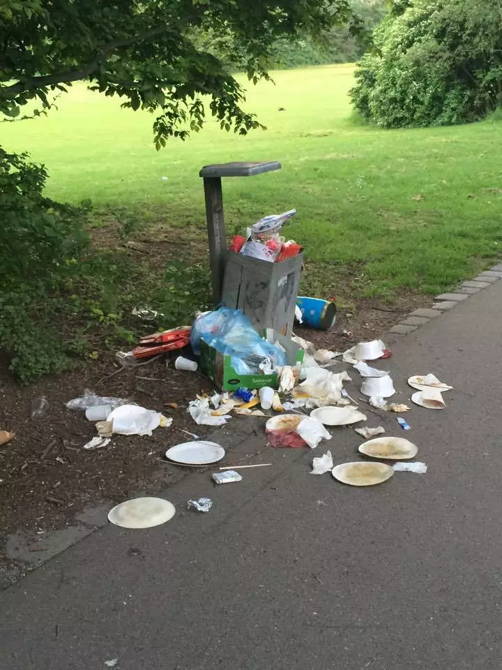 Grillen: Immer wieder quillen die Mülleimer über. — © überquellende Mülleimer werden zunehmend zum Problem. Foto: Bine Nicole Pernsteiner