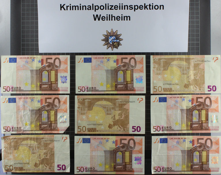 Falscher 50er Geldscheine — © Die Kripo Weilheim ist auf der Spur der Täter Foto: Polizei
