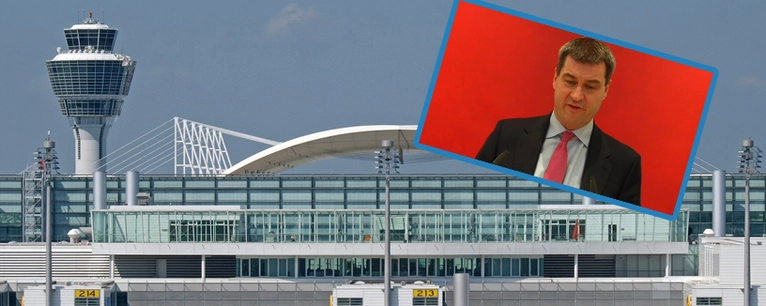 Flughafen München und Markus Söder — © Markus Söder will die dritte Startbahn - Foto: Flughafen München - Werner Hennies