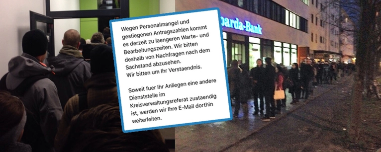 KVR Bürgerbüro Warteschlangen — © Schon bevor das Bürgerbüro öffnet bilden sich lange Schlangen. Fotos: Flo Sebald