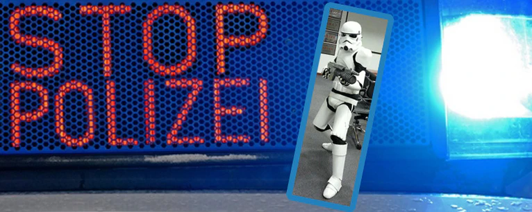 Star Wars Kostüm Startrooper — © Ein Stormtrooper hat in Dachau für Furore gesorgt. Stormtrooper-Foto: Andreas Neumann