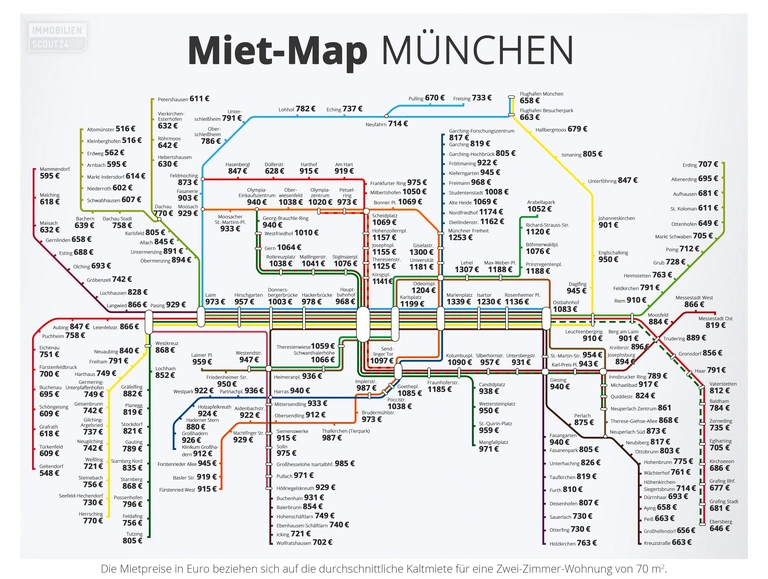 Miet_Map_Muenchen Karte — © Bild: Immobilienscout24