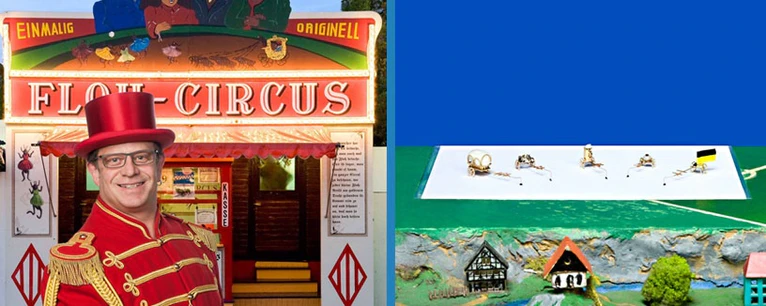 Der Flohzirkus mit seinen Floh-Akrobaten — © Foto: <a href="http://www.flohcirkus.de/"  target="_blank"> Flohzirkus Birk </a>