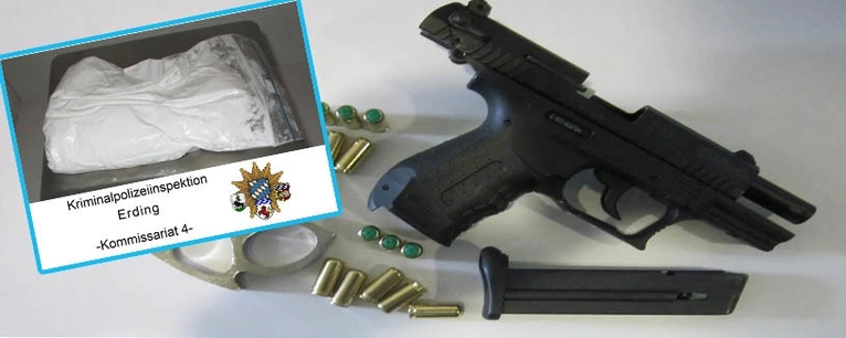 Erdinger Polizei stellt Amphetamin und Waffen sicher. — © Foto: Polizei