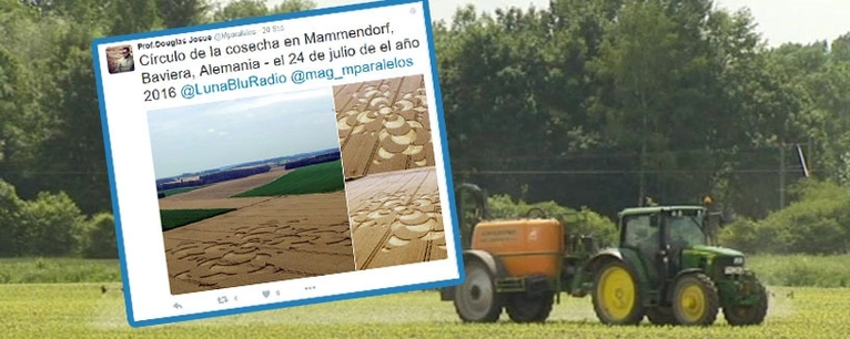 Kornkreis im Landkreis Fürstenfeldbruck in Mammendorf — © Auf Twitter zeigt <a href="https://twitter.com/Mparalelos/status/757615952615895041" target="_blank"> @Mparalelos </a> Bilder des Kornkreis bei Mammendorf.