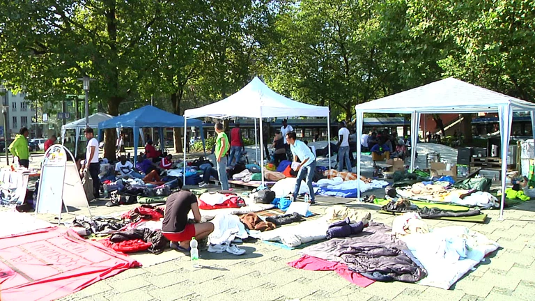Das Camp der protestierenden Flüchtlinge am Sendlinger Tor in München