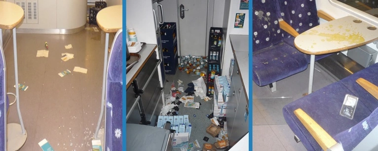 Ein Randalierer hat in einem Boardbistro sein Unwesen getrieben. — © Fotos: Bundespolizei