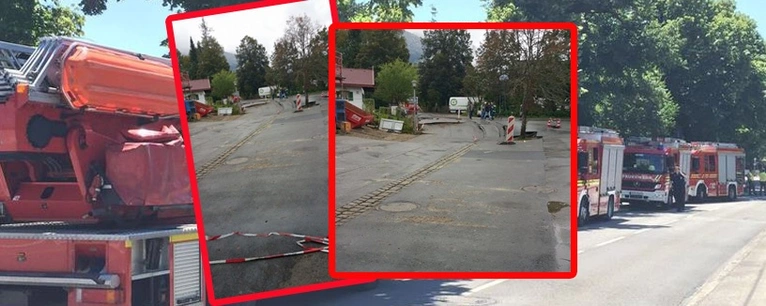 Rottach Egern Strassen-Krater nach Geothermiebohrung — © Foto: Ingrid Finger