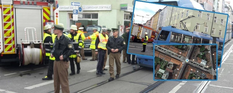 Auto prallt gegen Tram und erfasst Fußgängerin - München Barer Straße