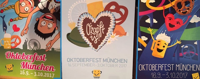  — © So sieht das Wiesn-Plakat 2017 aus (mitte) Auch der Oktoberfest-Krug wird danach gestaltet