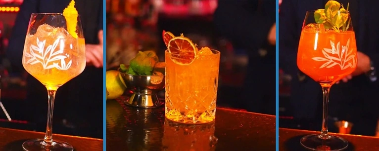 Cocktail Variationen auf Gin-Basis mit einem Triple Orange, Red Tonic und Red Sea