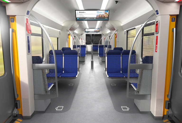  — © In der modernisierten S-Bahn weitet sich der Durchgang zum Sitzbereich deutlich. Bild: BEG