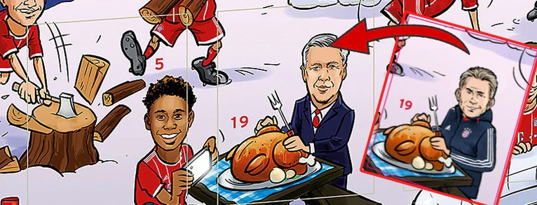  — © Auf dem FC Bayern Kalender kann man Ancelotti nun mit Heynckes überkleben.
