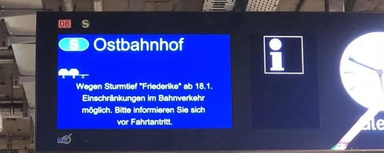 Zugausfälle bei der Deutschen Bahn wegen Sturmtief Frederike
