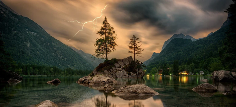 Blitz, Unwetter, Sturm, Alpen, Berge, Wandern