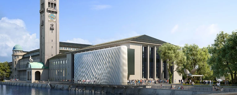 So soll die Fassade des Deutschen Museums in München ab 2020 aussehen. — © Abbildung: Architekten Schmidt-Schicketanz und Partner GmbH