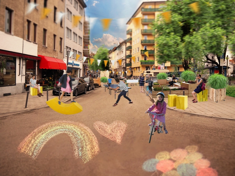— © Dieses Bild ist ein Projektentwurf und dient lediglich der Visualisierung. Die konkrete Ausgestaltung kann nach Absprache mit dem Bezirksausschuss 1 und der Verwaltung noch angepasst werden. Quelle: Green City e.V.