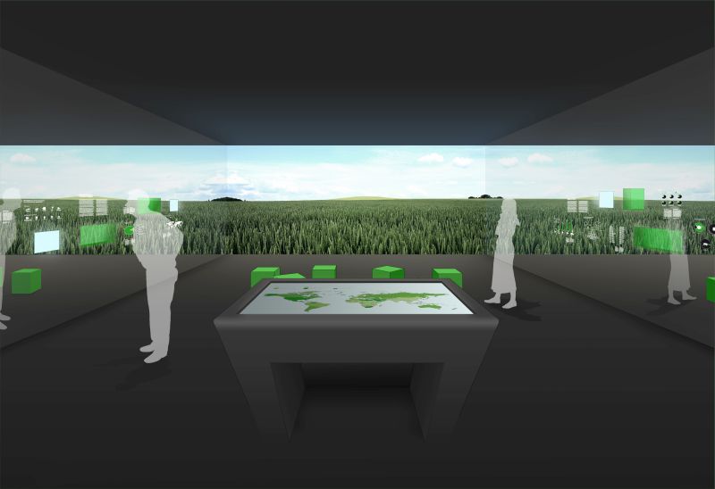 Ausstellung „Landwirtschaft und Ernährung“: Blick in Raum 2: Projektion „Pflanzenbau“ - Foto: Neo Studio