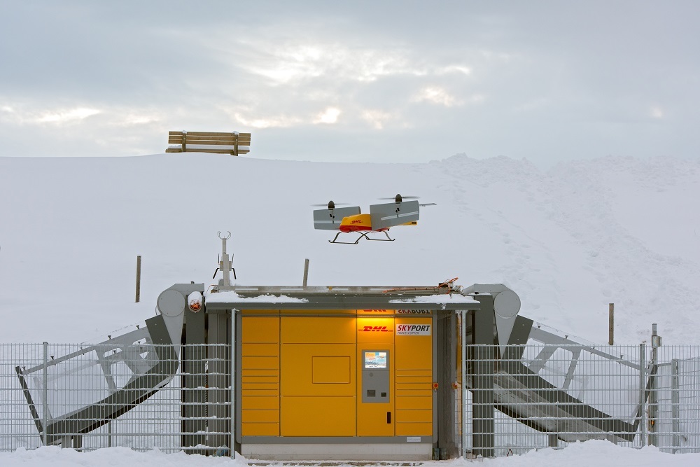 Hier fliegt die Drohne, bzw der Paketkopter über einer Paketstation - Foto: Deutsche Post DHL