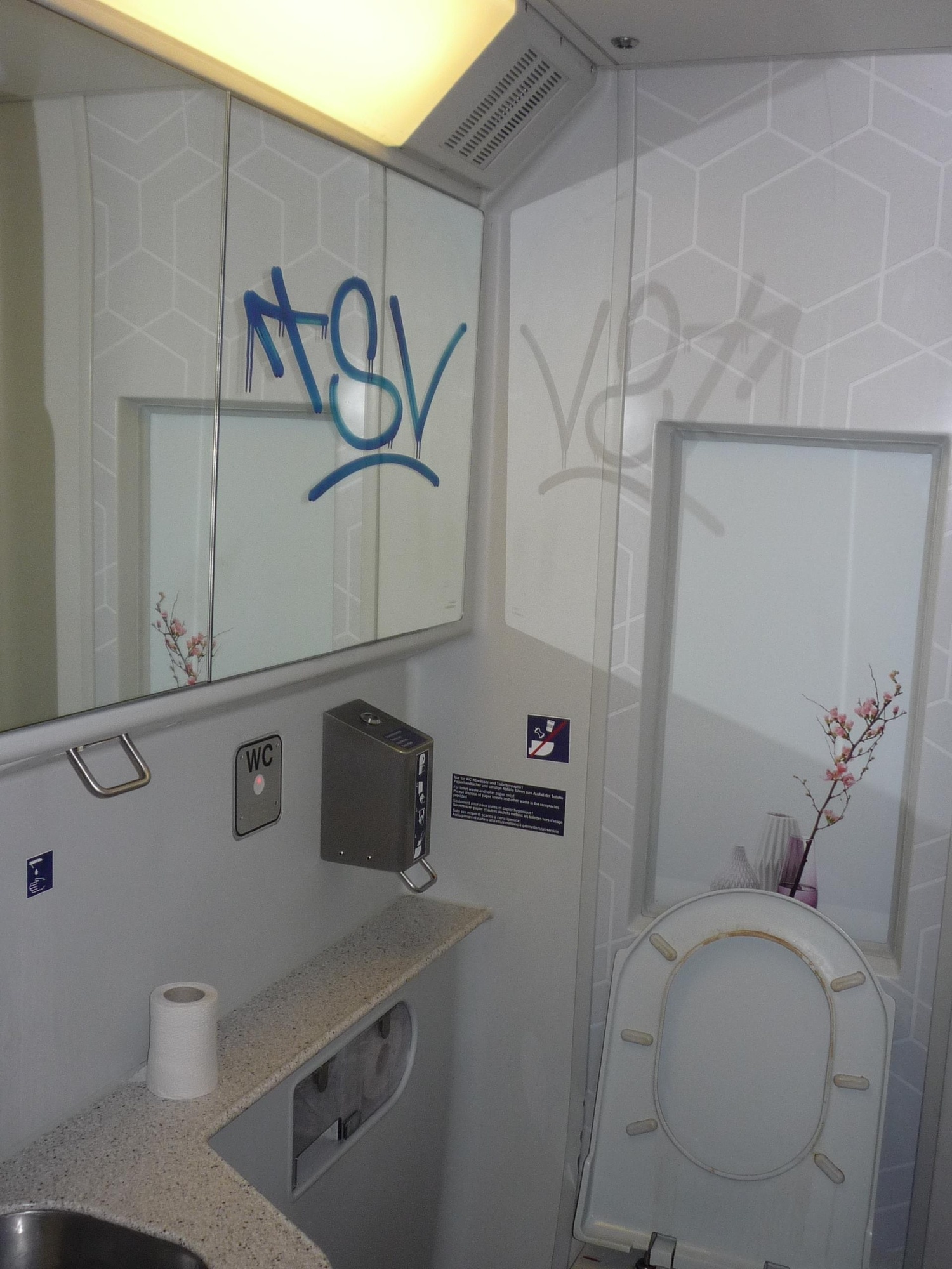 Eine verschmutzte Toilette im ICE, Bundespolizei
