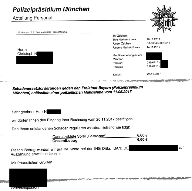 Ganze 6,60 Euro überwies die Polizei dem Patienten Christoph N.