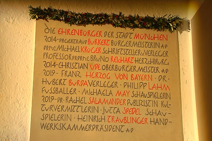 Ehrenbürger Tafel im Alten Rathaus